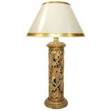 Giltwood Pierced Column Form Lamp (GMD#2545)
