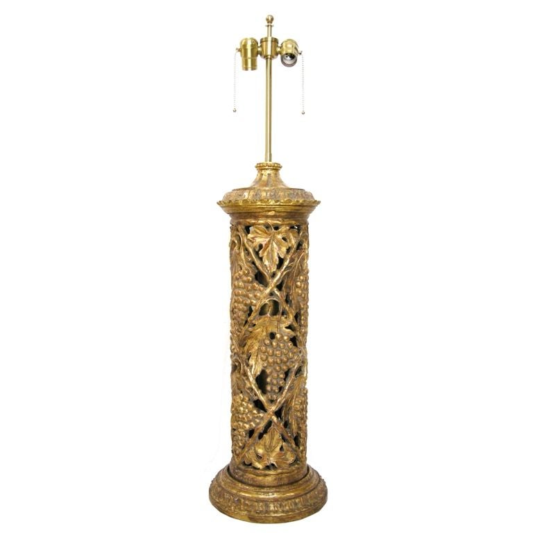 Giltwood Pierced Column Form Lamp (GMD#2545)