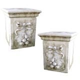 Antique Pair Louis XVI Style Carved Stone Pedestals (GMD#2461)