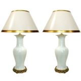 Pair Celadon Lamps (GMD#2569) Vintage Pair Celadon Lamps (GMD#2569)