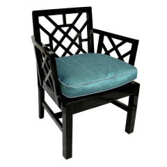 Chippendale Style Caned Seat w/Cushion Arm Chair (GMD#1641)