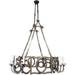 LARGE IRON FRENCH CHANDELIER WITH TWELVE LIGHTS