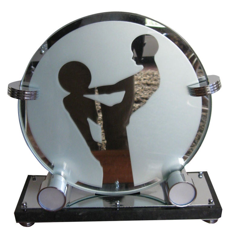 SINGLE ART DECO MIRRORED GLASS TABLE LAMP
