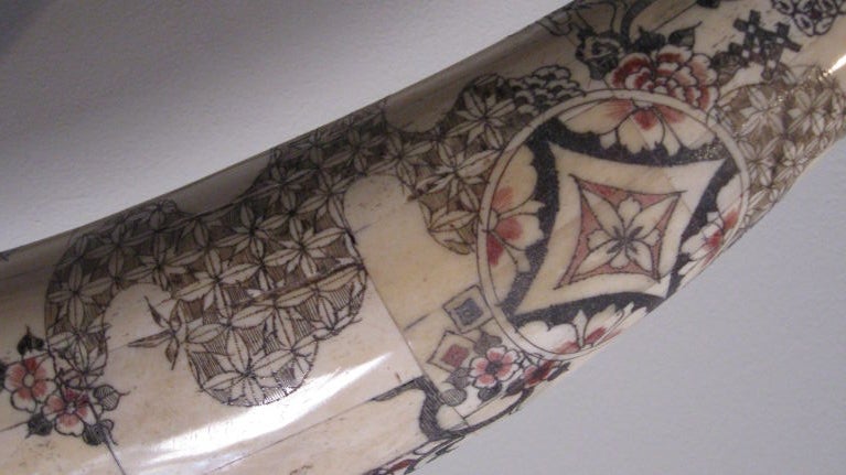 Pair Of Elaborately Hand Carved Bone Tusks 1
