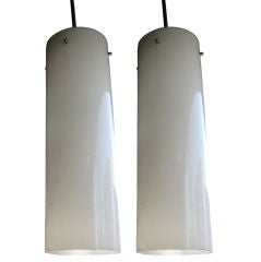PAIR OF WHITE LUCITE MODERN CEILING FIXTURES