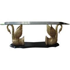 Hand Carved Gold Leaf Swan Console