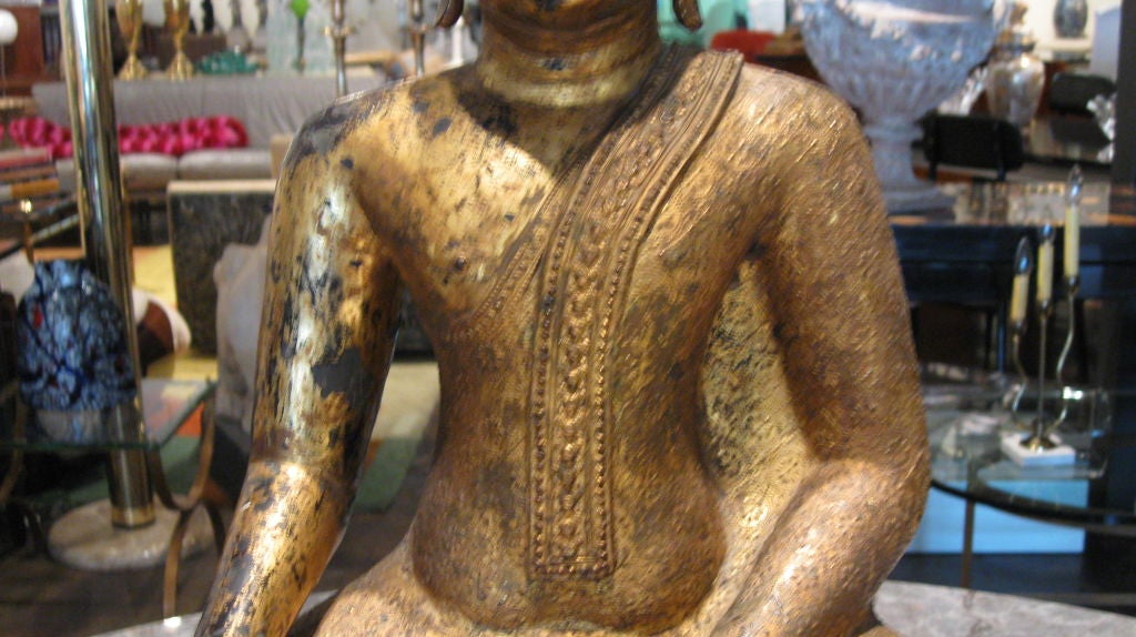 Bronze EARLY 19TH CENTURY BRONZE AND WATER GILDED BUDHA