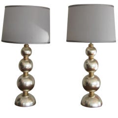 Madrid White and Yellow Gold Wooden Table Lamps by Bryan Cox