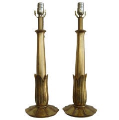 Pair Of Kobe Gold Leaf On Composition Table Lamps by Bryan Cox