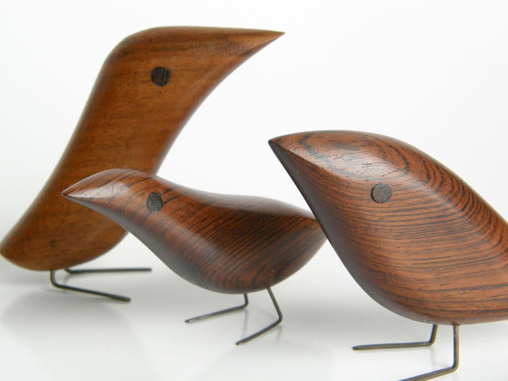 Wood Sculptural Danish wooden birds