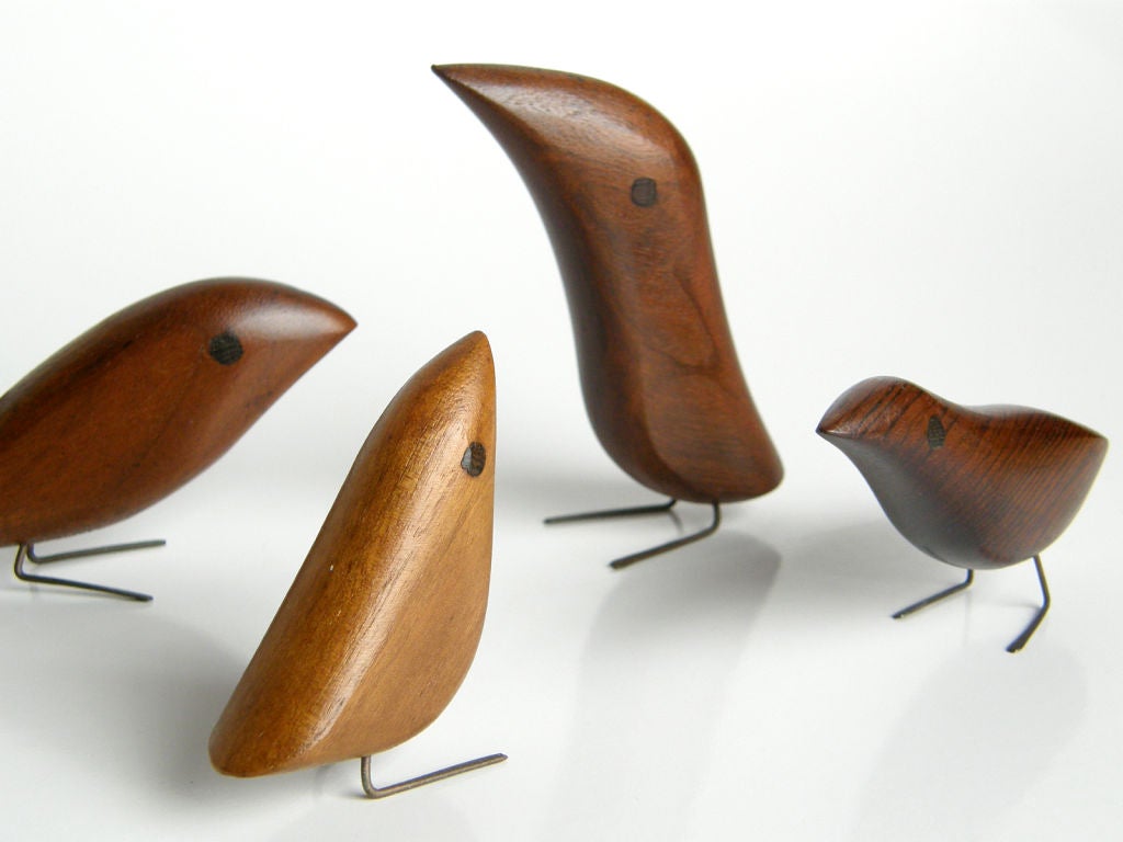 Sculptural Danish wooden birds 1