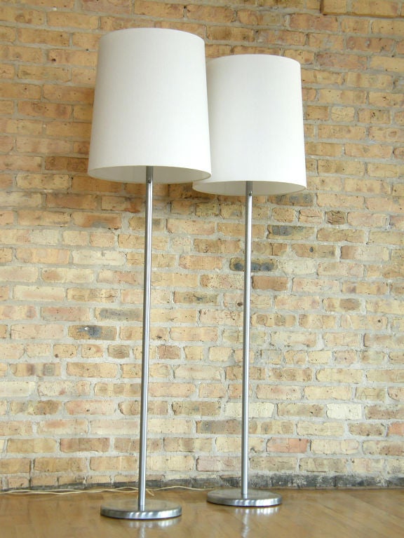 brushed nickel floor lamp with white shade