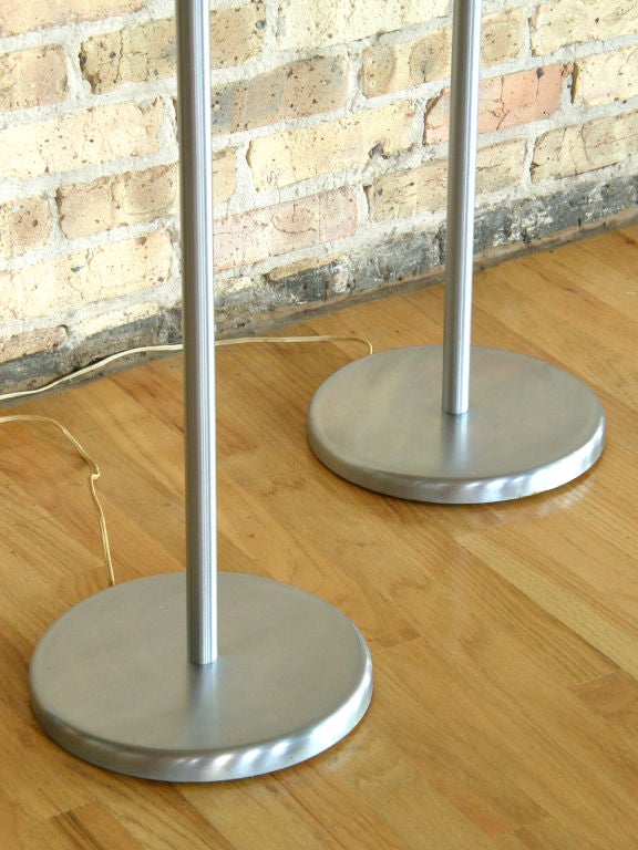 American Pair Nessen Studios Floor Lamps Brushed Nickel Standard Stem 