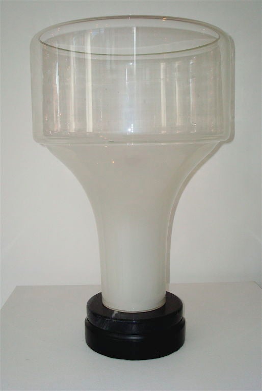 Italian Glass Table Lamp on Marble Base by Leucos