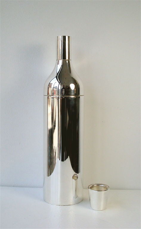Italian Silverplate Cocktail Shaker In Bottle Form
