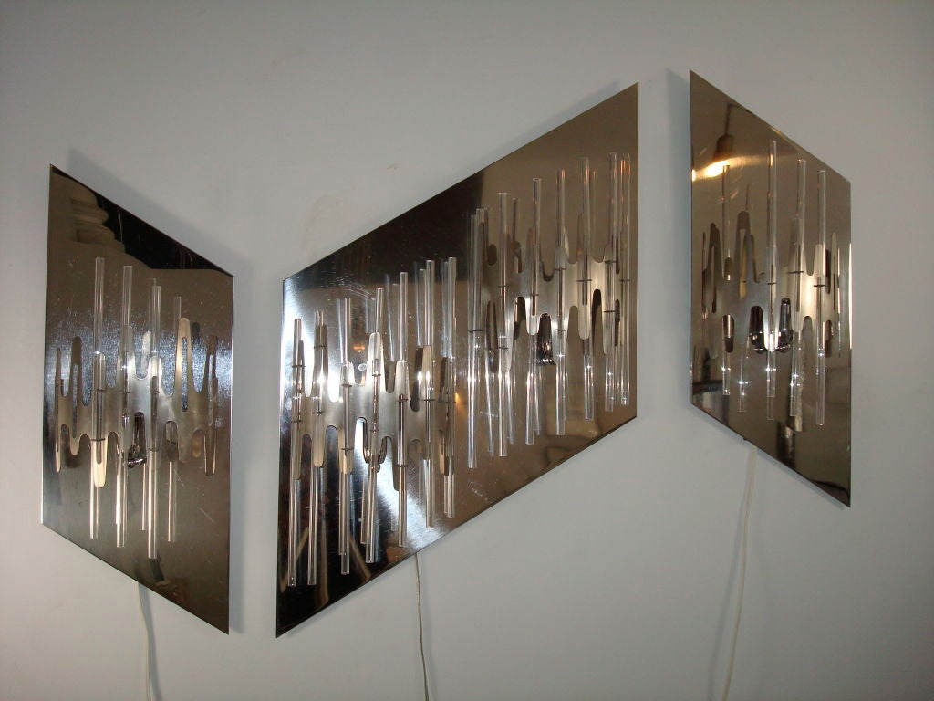 Italian Metal and Glass Light Sculpture/Sconce by G Scolari