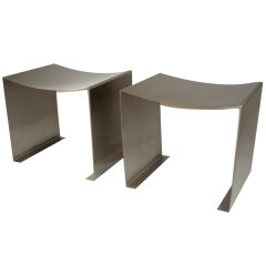 Pair of Stainless Steel Stools By Jean Garcon