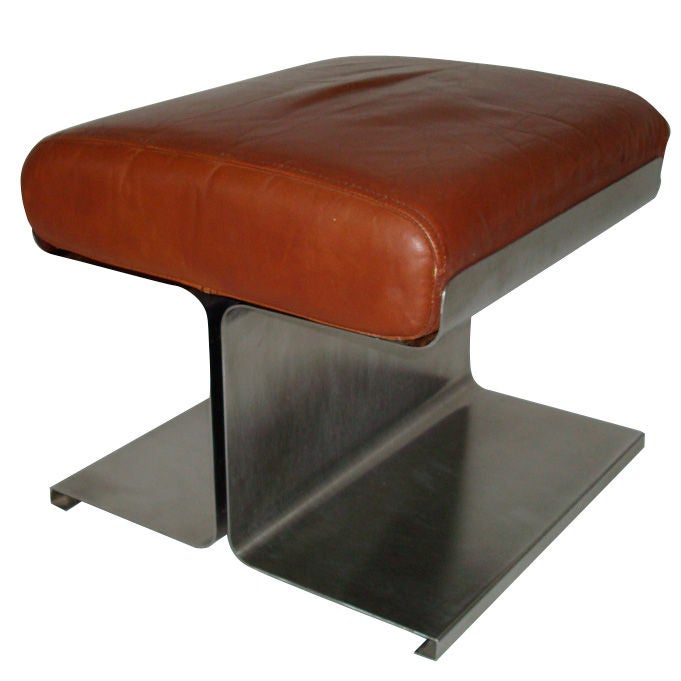 Francois Monnet Steel and Leather Stool