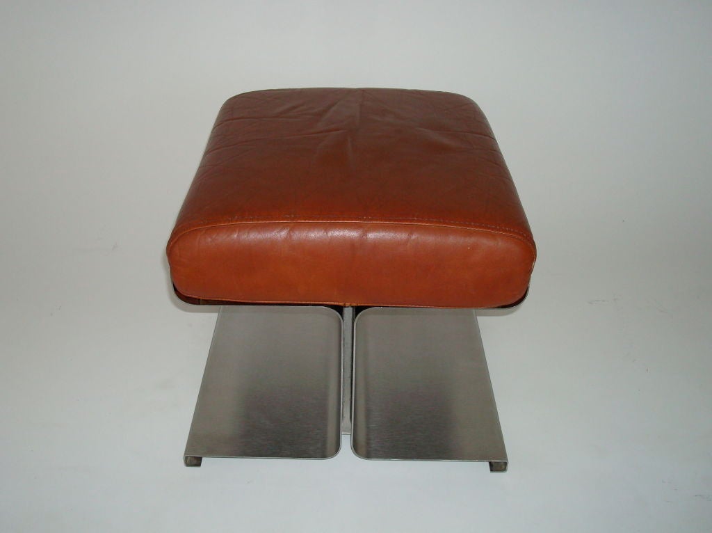 Francois Monnet Steel and Leather Stool 2
