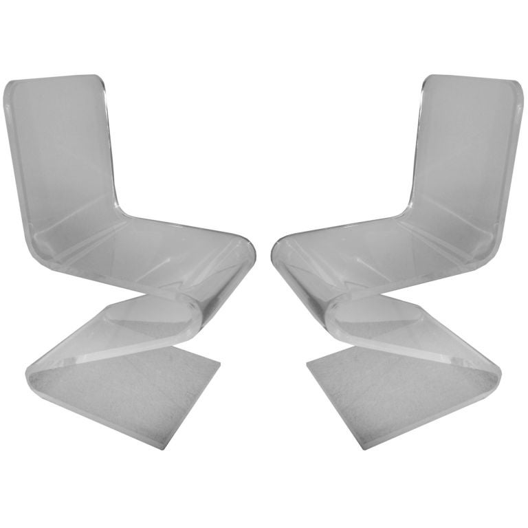 ONE PAIR LUCITE "Z" CHAIR