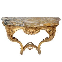 18TH CENTURY CARVED WOOD AND MARBLE CONSOLE