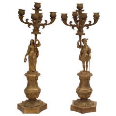 One Pair French Empire Five Arm Candelabres.