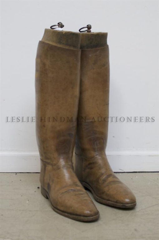 Handsome Pair Of English Riding Boots With Stretchers, Maxwell