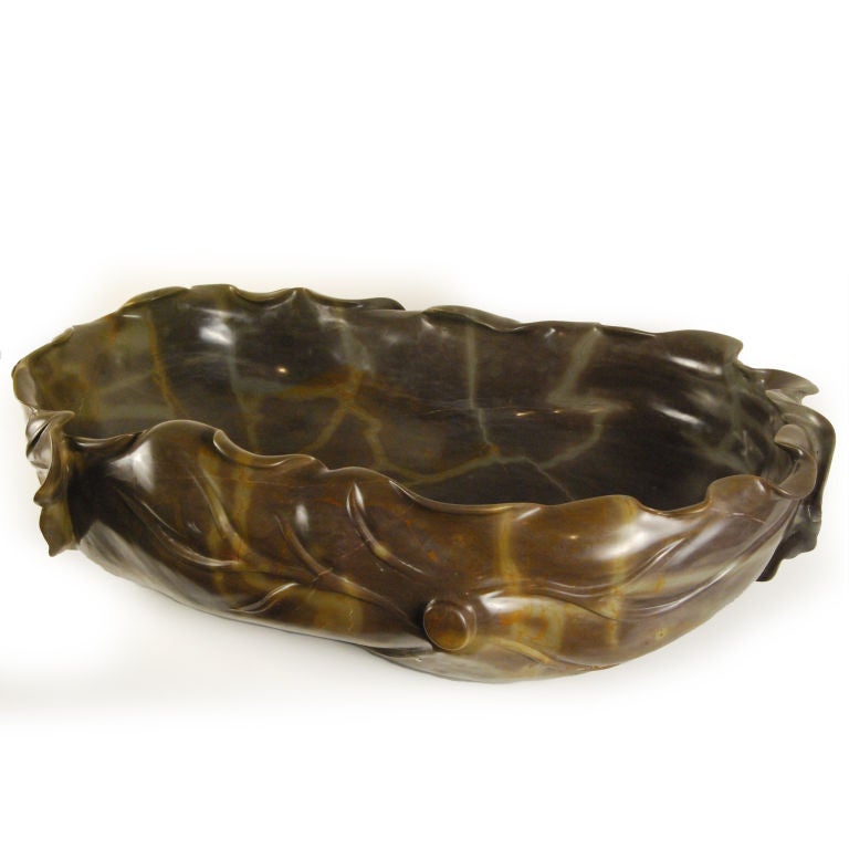 Stone Carved Lotus Form Basin