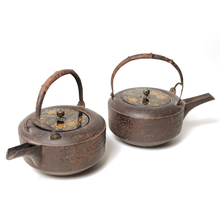 Iron Collection of Six Japanese Tetsubin/Sake Pots