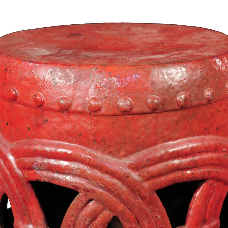 Red Glazed Garden Stool