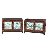 Pair of Reverse Glass Painted Chests
