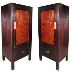 Pair of Burl Cabinets