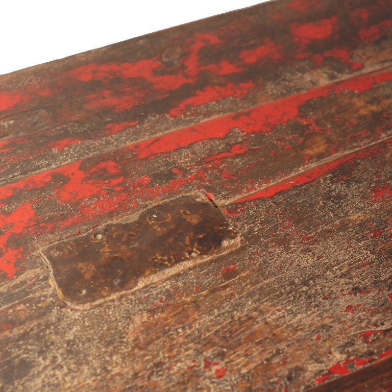 19th Century Red Lacquered Seven Drawer Coffer