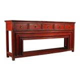 Five Drawer Red Lacquer Table