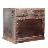 Antique Trunk with Iron Studs and Hidden Drawers