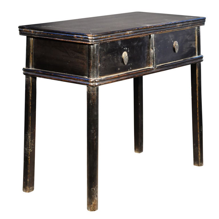Two Drawer Black Lacquer Table