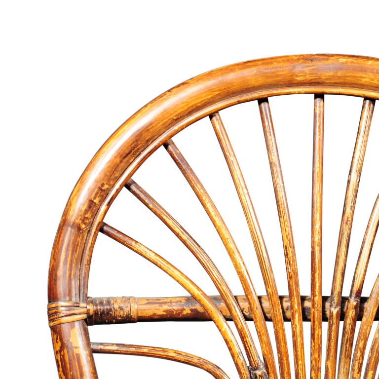 Early 20th century European style bent bamboo chairs with woven cane seats and traces of original lacquer.  Three available, priced individually.<br />
<br />
Pagoda Red Collection #:  Y075<br />
<br />
<br />
Keywords:  Chair, seating, desk,