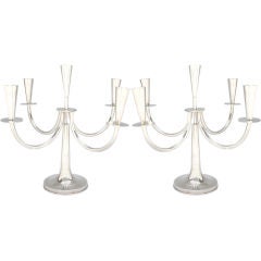 Pair of Sterling  Silver Five Light  Candelabra