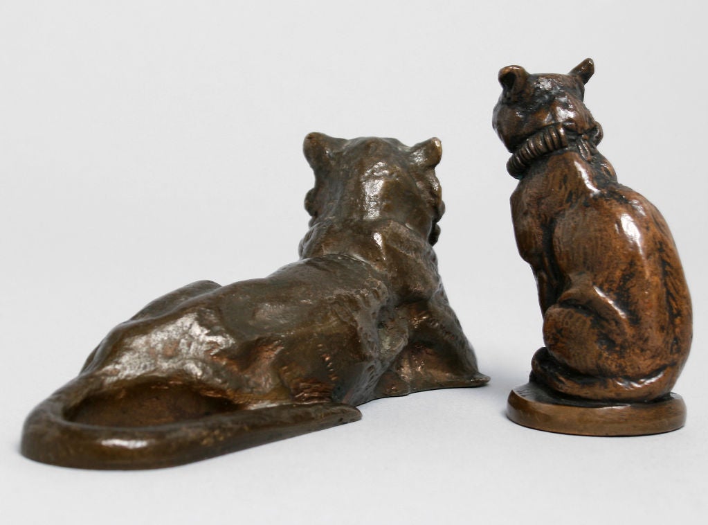 Bronze Tiffany Lion and Fremiet Cat 1