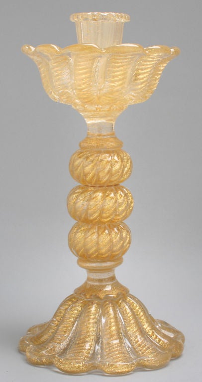 Tall Pair of Barovier Candlesticks