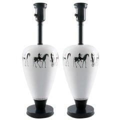 Marbro Black and White Ceramic Lamps