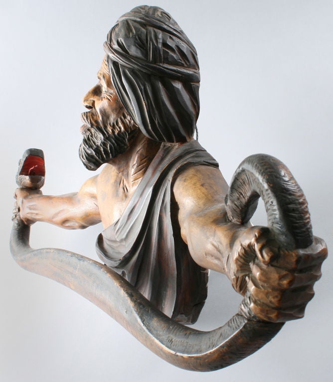 German Carved Moses with  Cobra