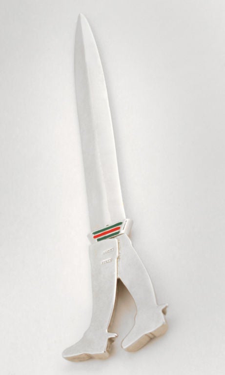 Gucci Silver and Enameled  Boots Letter Opener