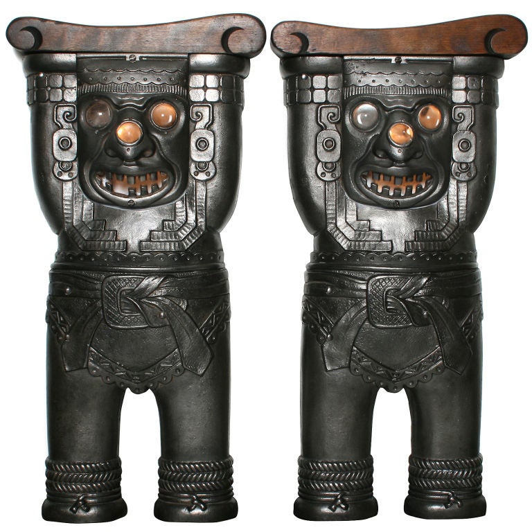 Pair of  Art Deco Sconces / Row End Caps  from the Aztec Theater