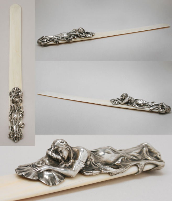 Two Art Nouveau Ivory and Silver Page Turners