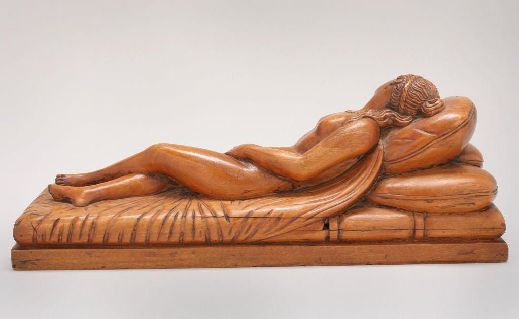 European Odalisque 19th Century Carved Wood For Sale