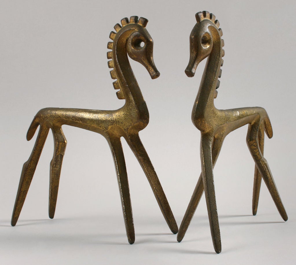 These are a charming pair of bronze dore stylized horses.