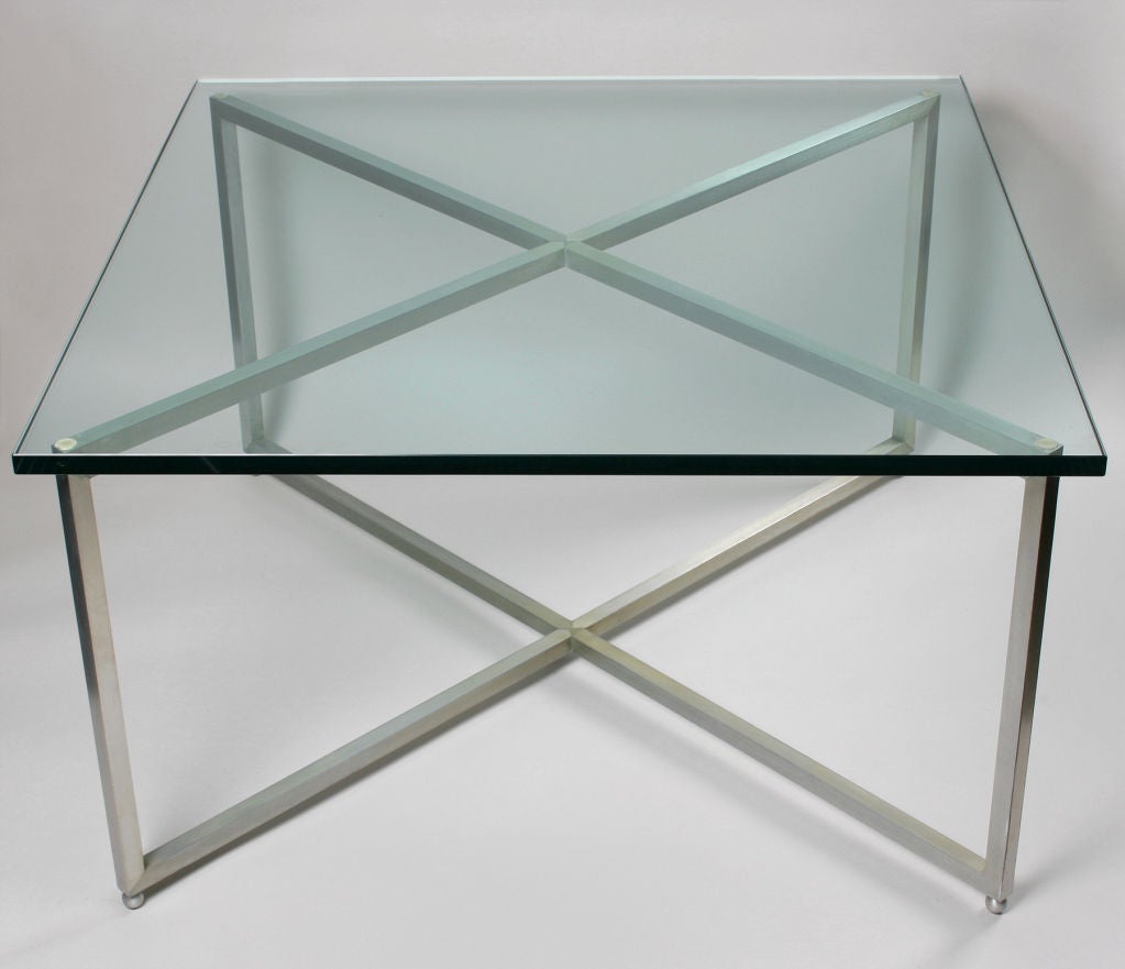 Modernist Glass and Aluminum Coffee Table