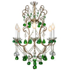 Crystal Chandelier Accented with Green Crystal Apples and Pears