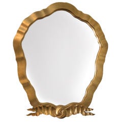 Unusual Gold Gilt Carved Wooden Mirror " Ribbon with Bow"